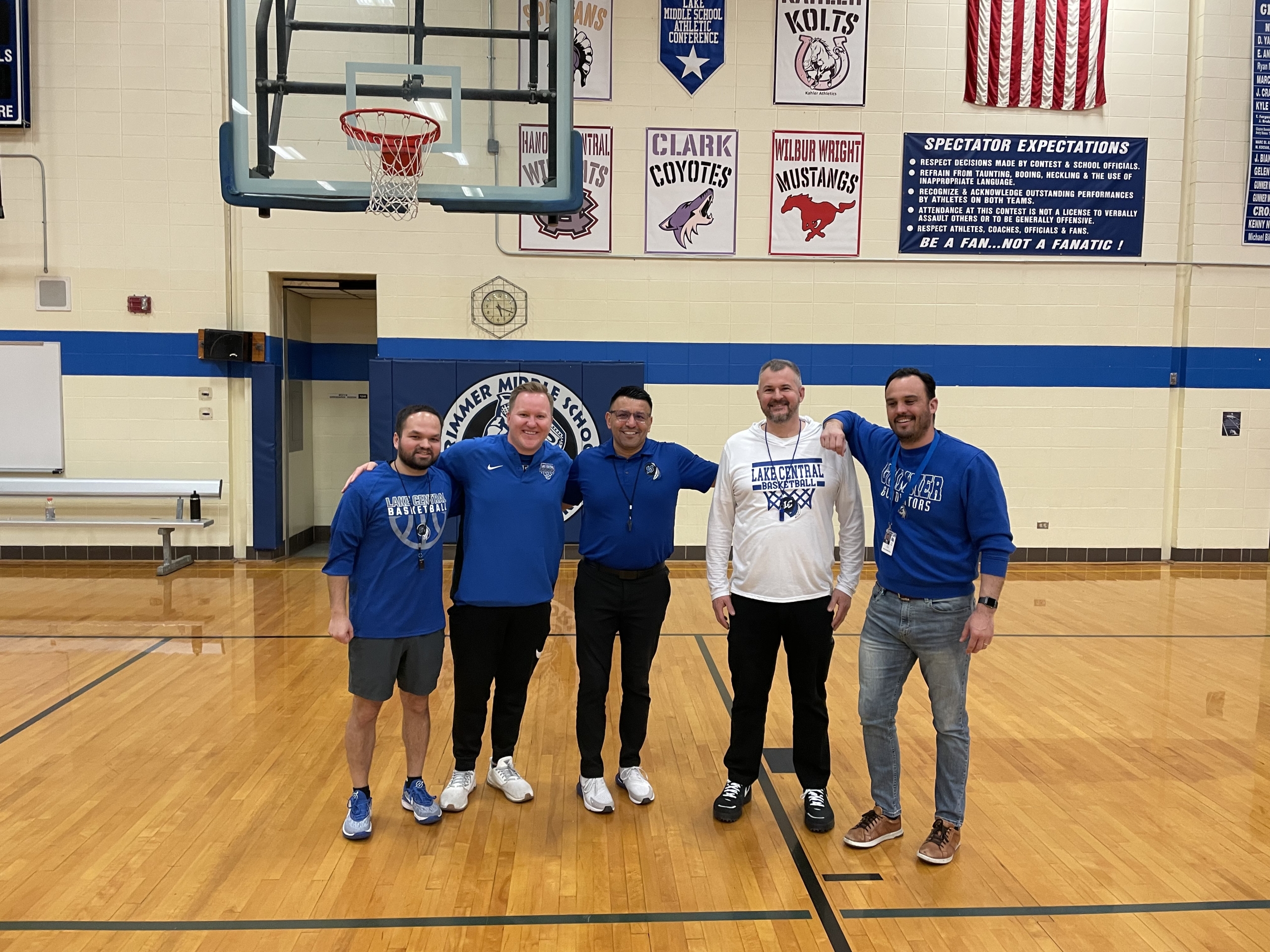 Grimmer staff members in the Grimmer gym.